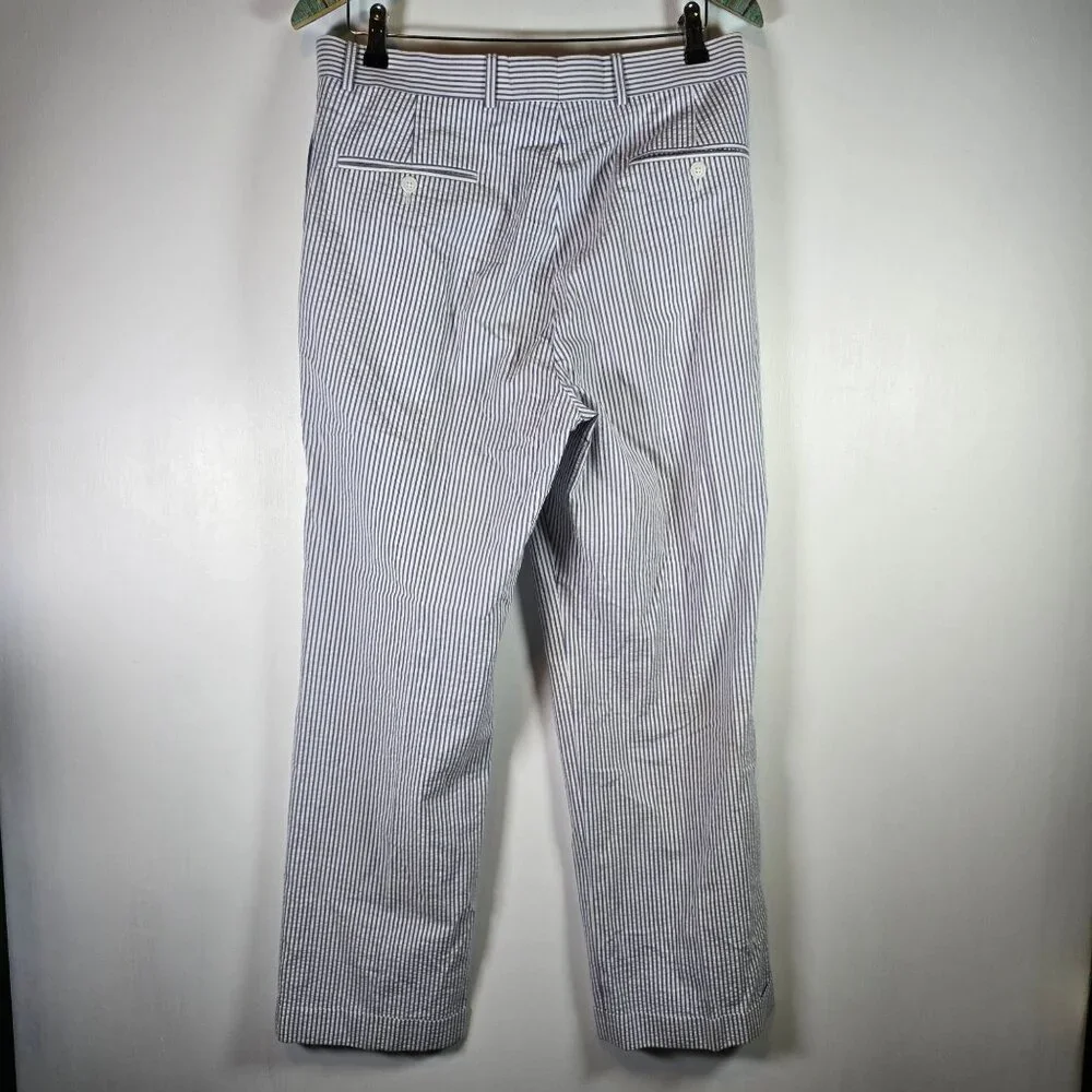 Haspel Astor Mens 100% Cotton Seersucker White & Blue Dress Pants Sz 32x30 - Picture 6 of 7